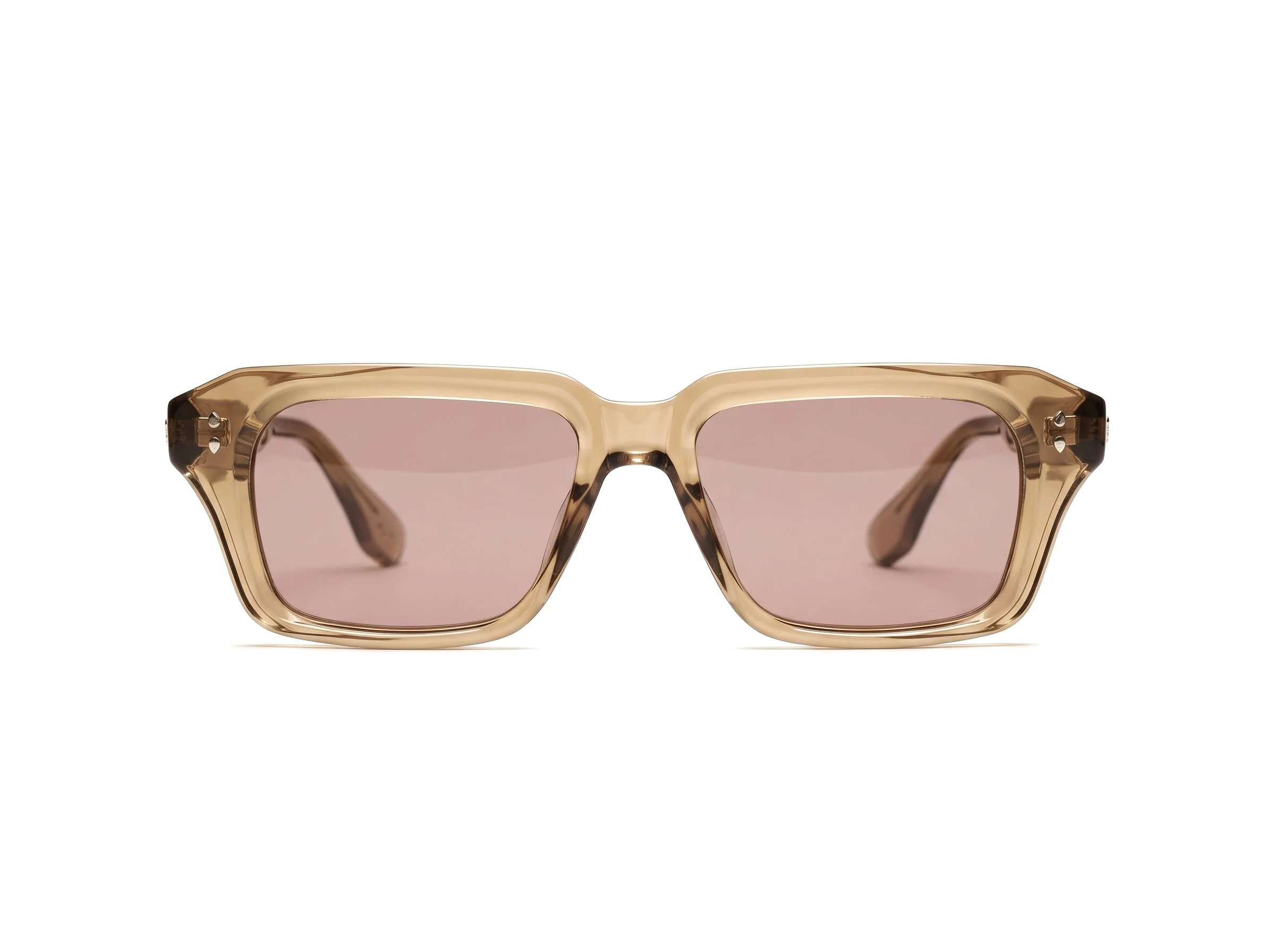PRYDE ECHO — honey amber round sunglasses with brown gradient lenses, front view on white background.